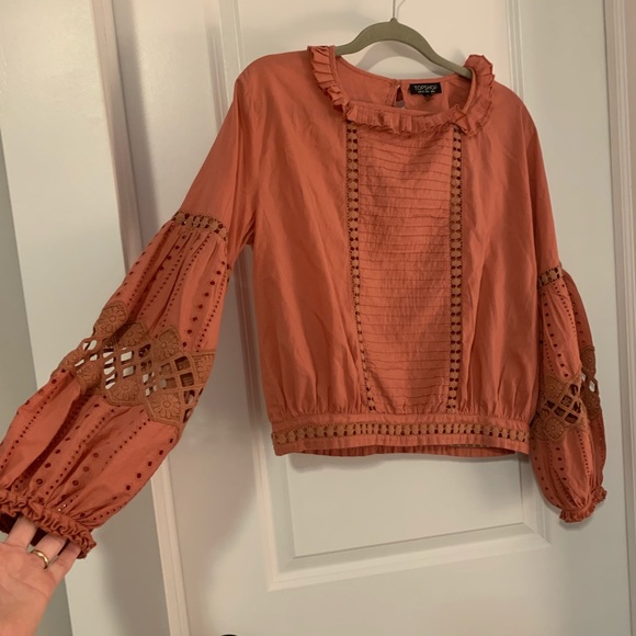 Coral Topshop blouse - like new! Lovely button details and sleeves. - Picture 3 of 6